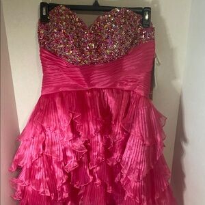 NWT Xcite Prom Hot Pink Strapless Beaded Prom/Party Dress – Juniors sz 14